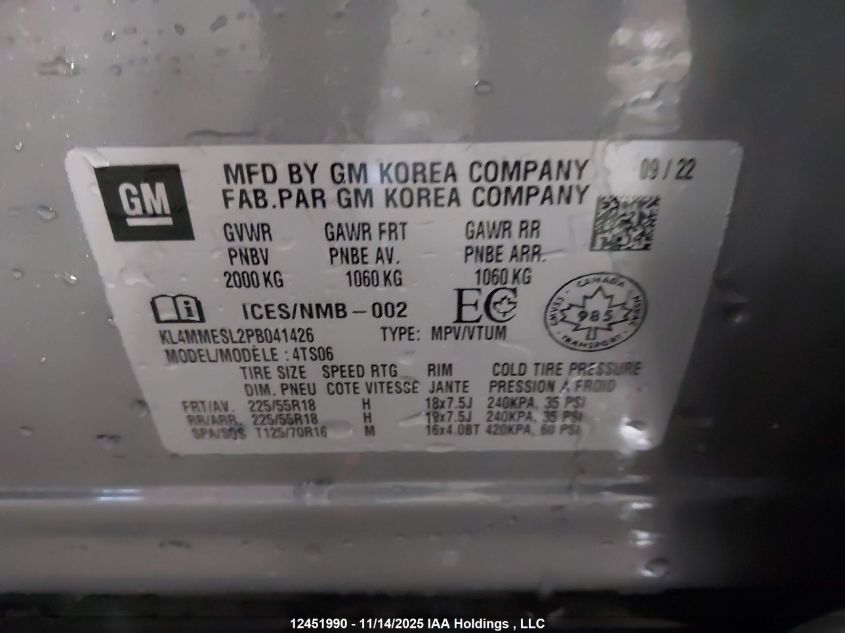 2023 Buick Encore Gx Select VIN: KL4MMESL2PB041426 Lot: 12451990