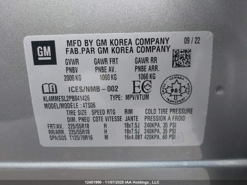 2023 Buick Encore Gx Select VIN: KL4MMESL2PB041426 Lot: 12451990