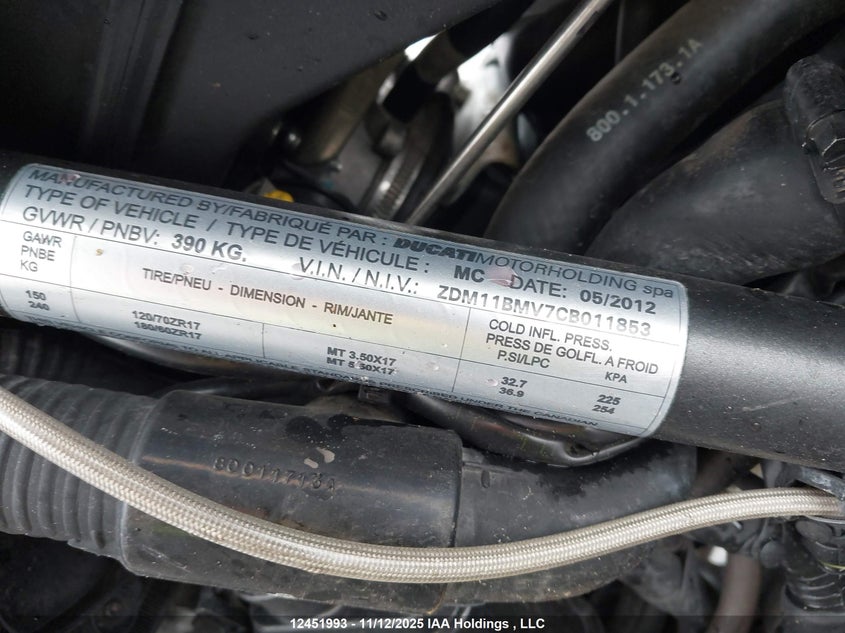 ZDM11BMV7CB011853 2012 DUCATI STREETFIGHTER photo no. 14