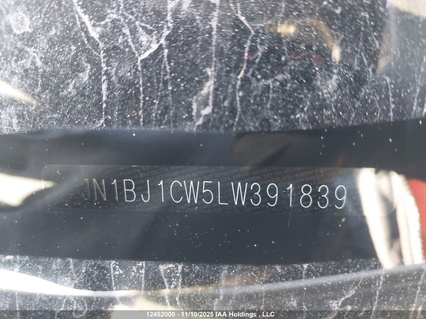 2020 Nissan Qashqai S/Sl/Sv VIN: JN1BJ1CW5LW391839 Lot: 12452000