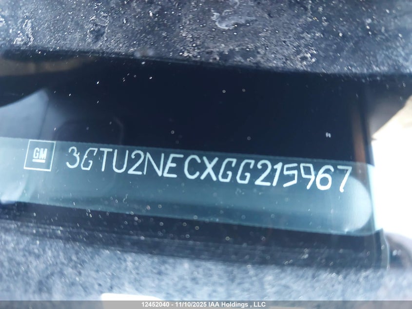 2016 GMC Sierra 1500 Slt VIN: 3GTU2NECXGG215967 Lot: 12452040