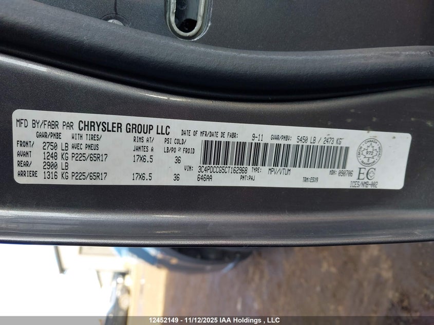 3C4PDCCG5CT162968 2012 DODGE JOURNEY photo no. 9