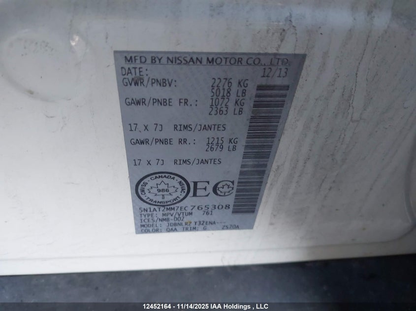 5N1AT2MM7EC765308 2014 NISSAN ROGUE photo no. 9