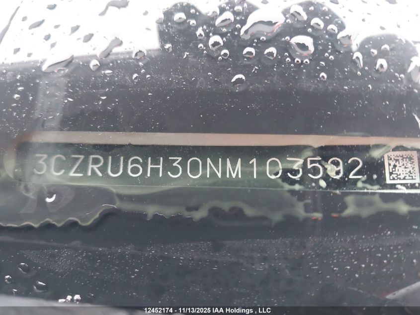 2022 Honda Hr-V Lx VIN: 3CZRU6H30NM103592 Lot: 12452174