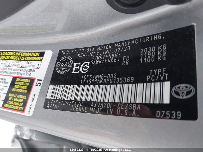 4T1G11AK8PU135369 2023 TOYOTA CAMRY photo no. 9