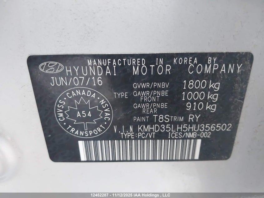 KMHD35LH5HU356502 2017 HYUNDAI ELANTRA photo no. 9