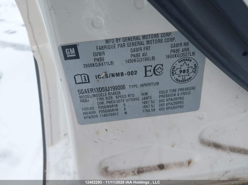 2009 Buick Enclave Cx VIN: 5GAER13D59J199006 Lot: 12452293