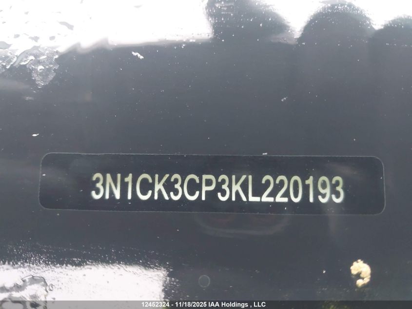 2019 Nissan Micra S/Sr/Sv VIN: 3N1CK3CP3KL220193 Lot: 12452324