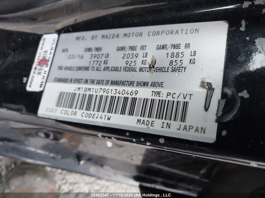 2016 Mazda Mazda3 G/Gx VIN: JM1BM1U79G1340469 Lot: 12452347