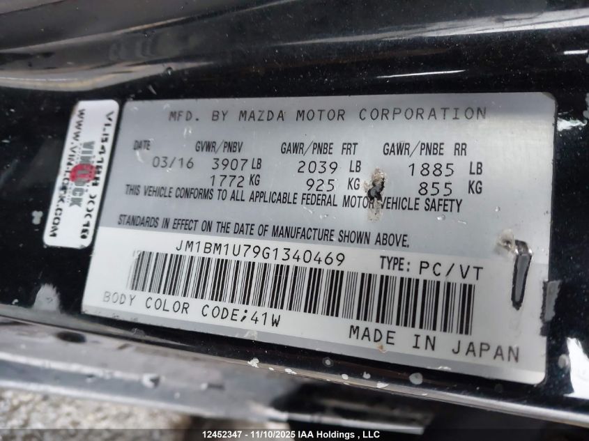 2016 Mazda Mazda3 G/Gx VIN: JM1BM1U79G1340469 Lot: 12452347