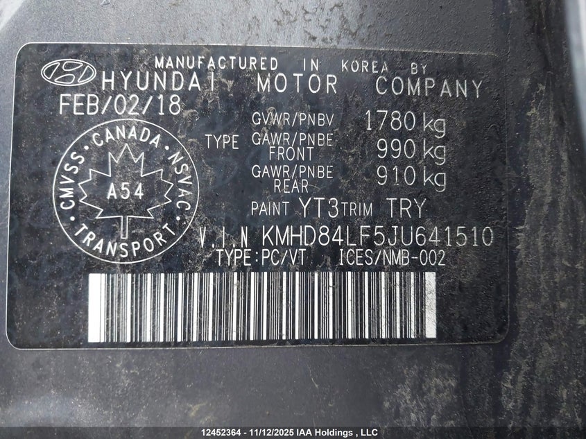 KMHD84LF5JU641510 2018 HYUNDAI ELANTRA photo no. 9