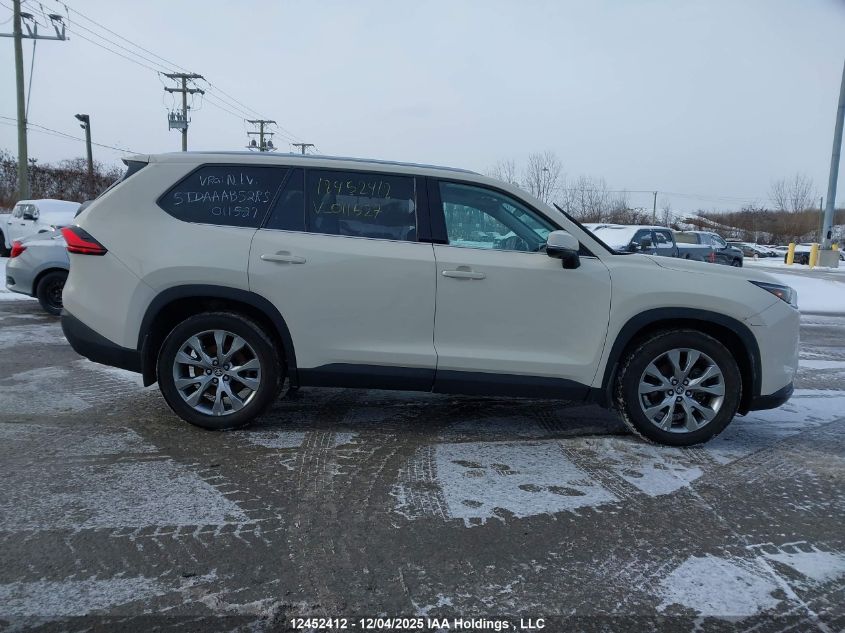 2024 Toyota Grand Highlander Xle/Limited/Platinum VIN: 5TDAAAB52RS011527 Lot: 12452412