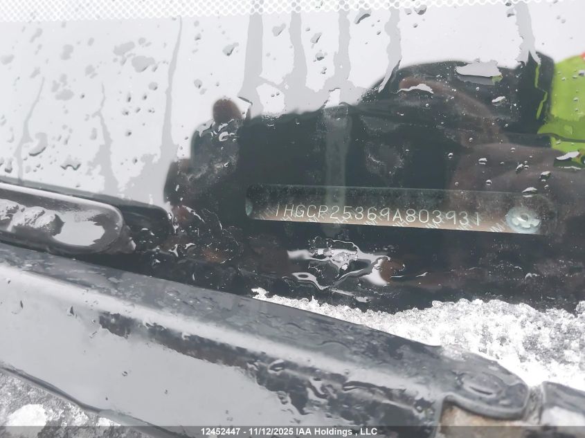 2009 Honda Accord Lx VIN: 1HGCP25369A803931 Lot: 12452447