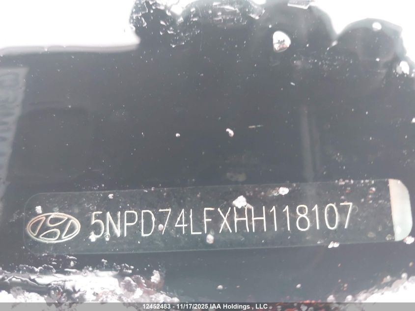 2017 Hyundai Elantra Se VIN: 5NPD74LFXHH118107 Lot: 12452483