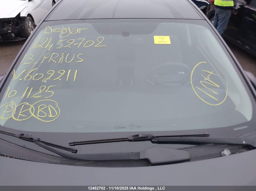 2013 Toyota Prius VIN: JTDKN3DU6D5602211 Lot: 12452702