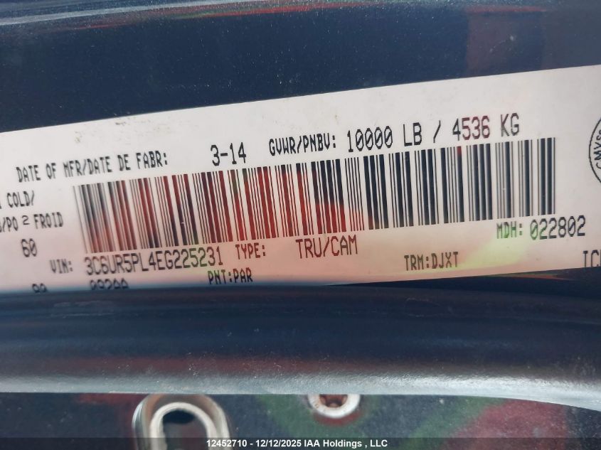 2014 Dodge Ram 2500 VIN: 3C6UR5PL4EG225231 Lot: 12452710