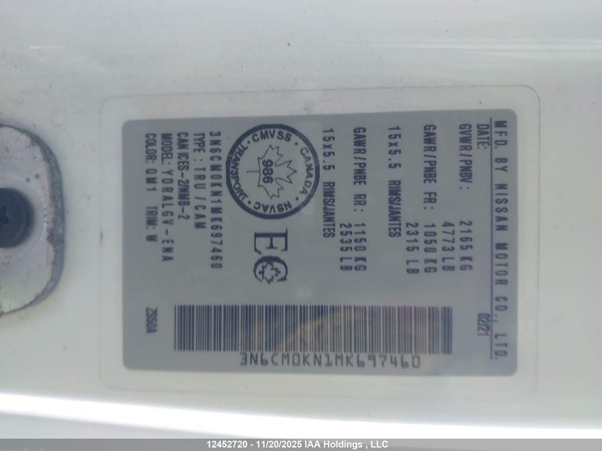 3N6CM0KN1MK697460 2021 NISSAN NV200 photo no. 9