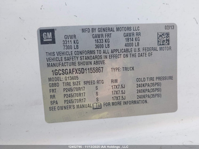 1GCSGAFX5D1155867 2013 CHEVROLET  photo no. 9