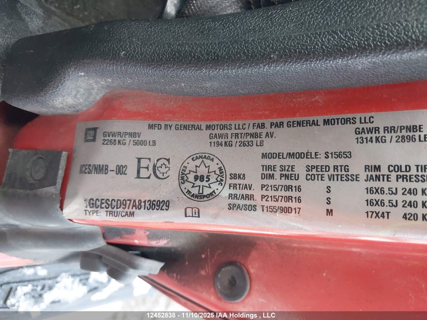 1GCESCD97A8136929 2010 CHEVROLET COLORADO photo no. 9