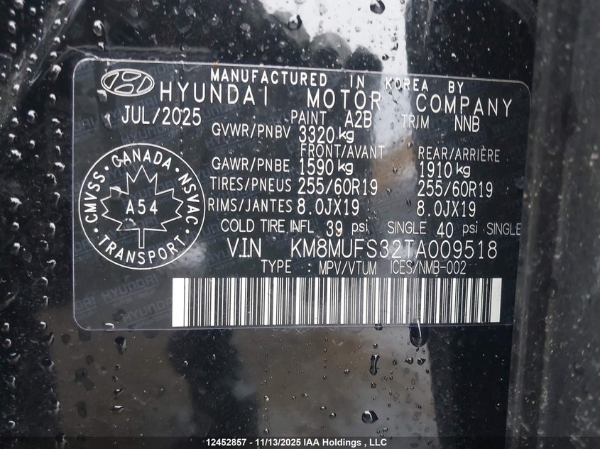 2026 Hyundai Ioniq VIN: KM8MUFS32TA009518 Lot: 12452857