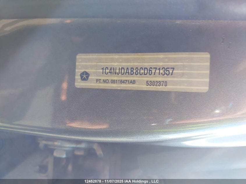 1C4NJDAB8CD671357 2012 JEEP COMPASS photo no. 9