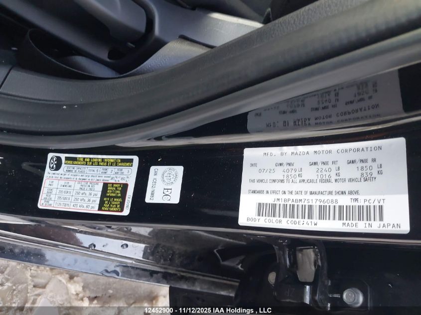 2025 Mazda 3 Select Sport VIN: JM1BPABM7S1796088 Lot: 12452900