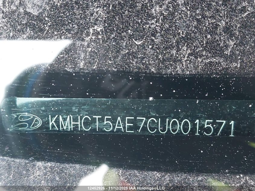 2012 Hyundai Accent Gl/Gls/L VIN: KMHCT5AE7CU001571 Lot: 12452926