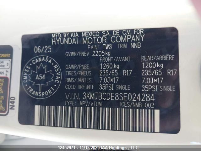 2025 Hyundai Tucson Sel VIN: 3KMJBCDE8SE024284 Lot: 12452971