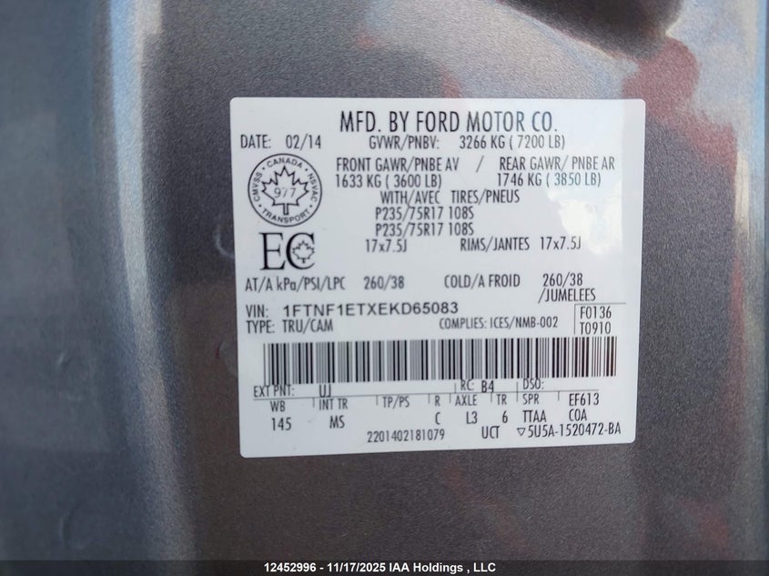 1FTNF1ETXEKD65083 2014 FORD F-150 photo no. 18