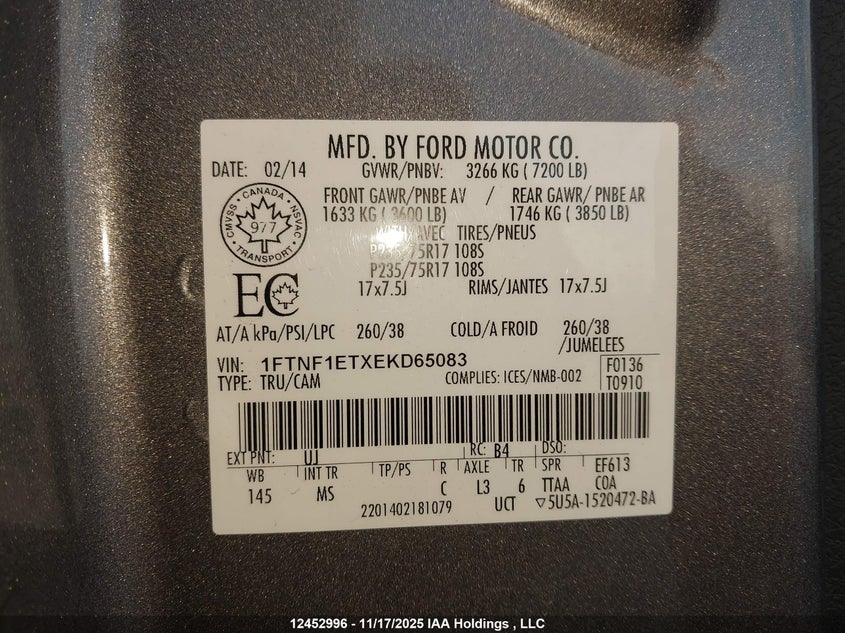 1FTNF1ETXEKD65083 2014 FORD F-150 photo no. 9