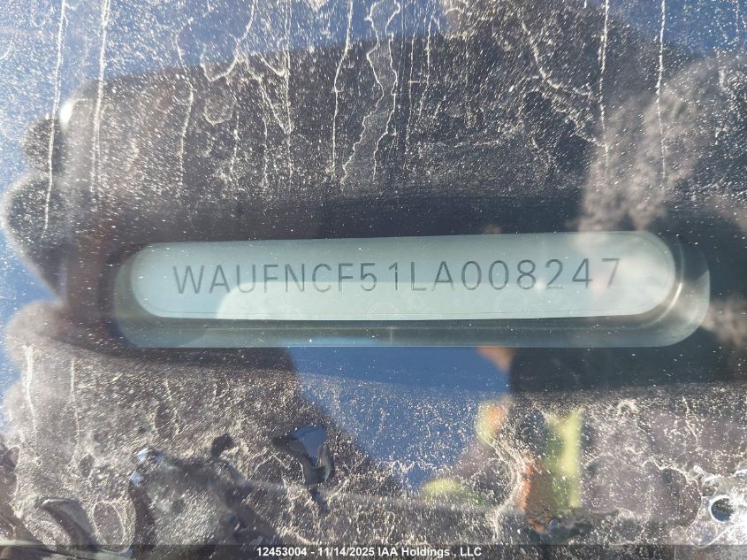 2020 Audi A5 2.0T Progressiv VIN: WAUFNCF51LA008247 Lot: 12453004