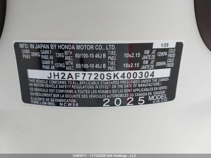 JH2AF7720SK400304 2025 HONDA NC photo no. 10