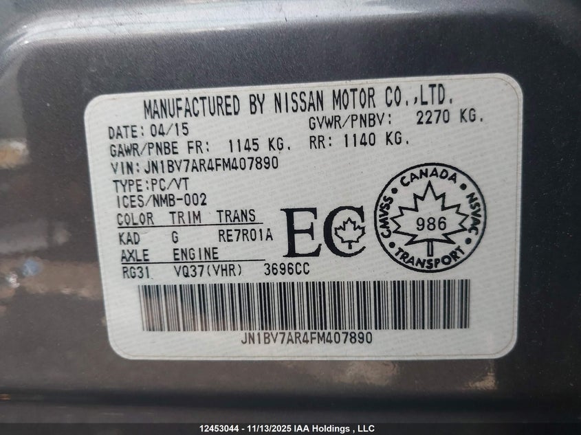 JN1BV7AR4FM407890 2015 INFINITI Q50 photo no. 9