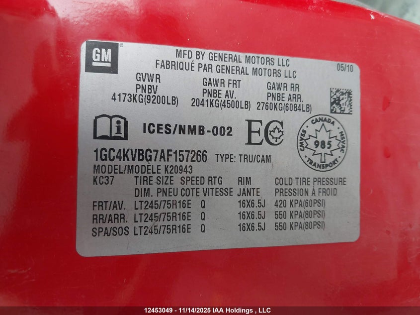 1GC4KVBG7AF157266 2010 CHEVROLET SILVERADO photo no. 19