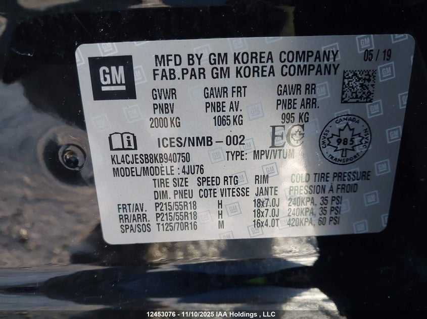 KL4CJESB8KB940750 2019 BUICK ENCORE photo no. 9
