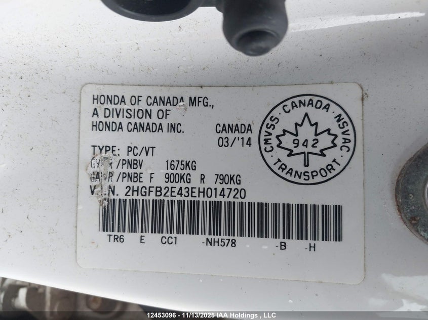 2HGFB2E43EH014720 2014 HONDA CIVIC photo no. 9