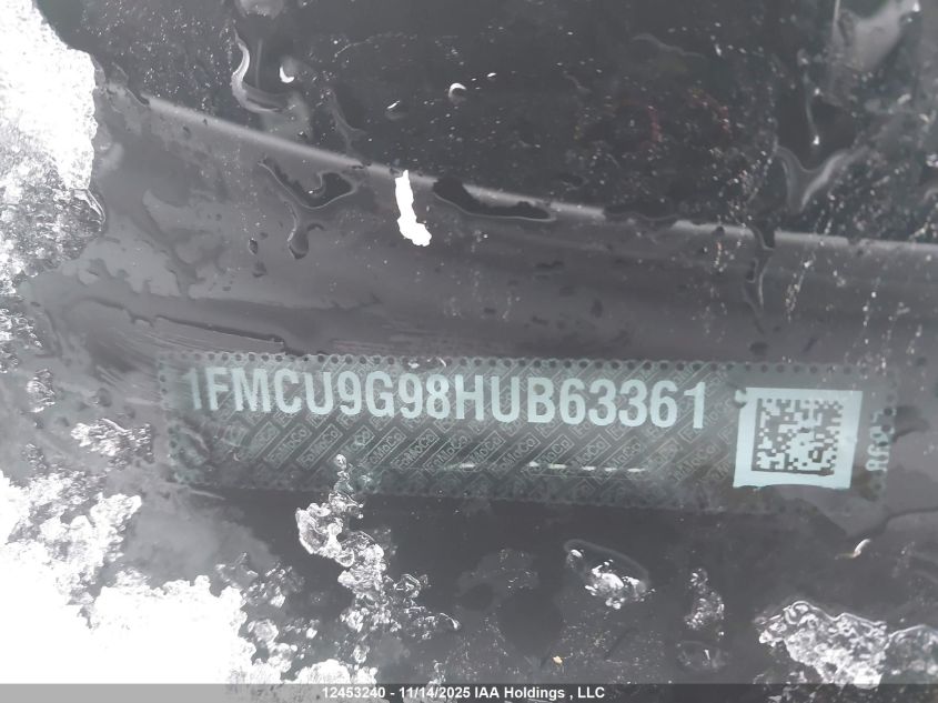 2017 Ford Escape VIN: 1FMCU9G98HUB63361 Lot: 12453240