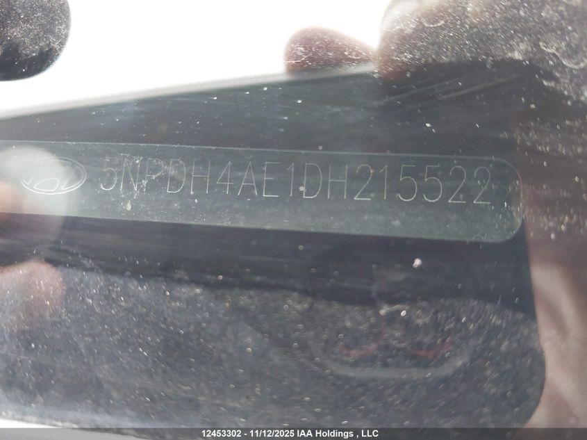 2013 Hyundai Elantra Gls VIN: 5NPDH4AE1DH215522 Lot: 12453302