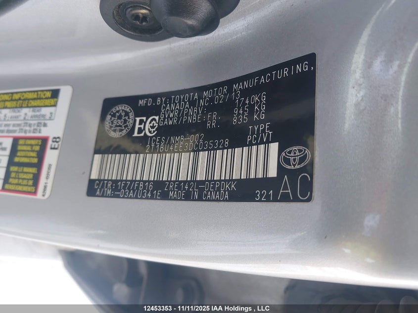 2T1BU4EE3DC035328 2013 TOYOTA COROLLA photo no. 9
