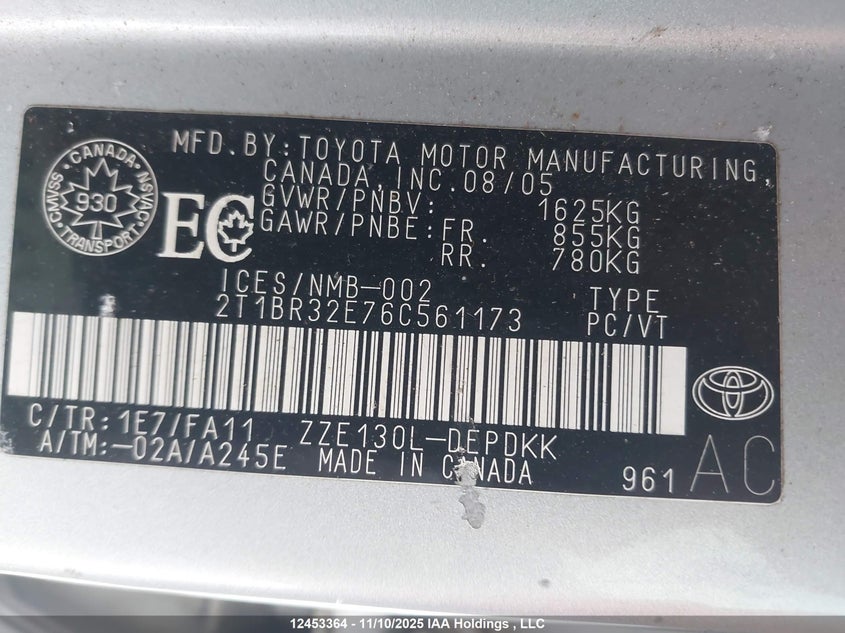 2T1BR32E76C561173 2006 TOYOTA COROLLA photo no. 18