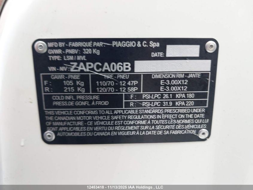 2022 Vespa Primavera/Sprint 50 VIN: ZAPCA06BXN5105477 Lot: 12453418