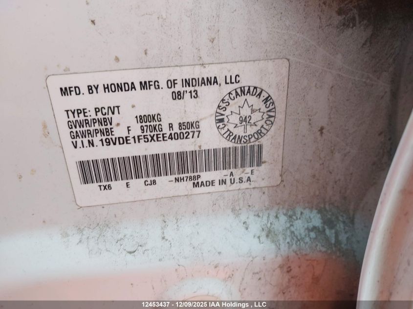 2014 Acura Ilx 20 Premium VIN: 19VDE1F5XEE400277 Lot: 12453437