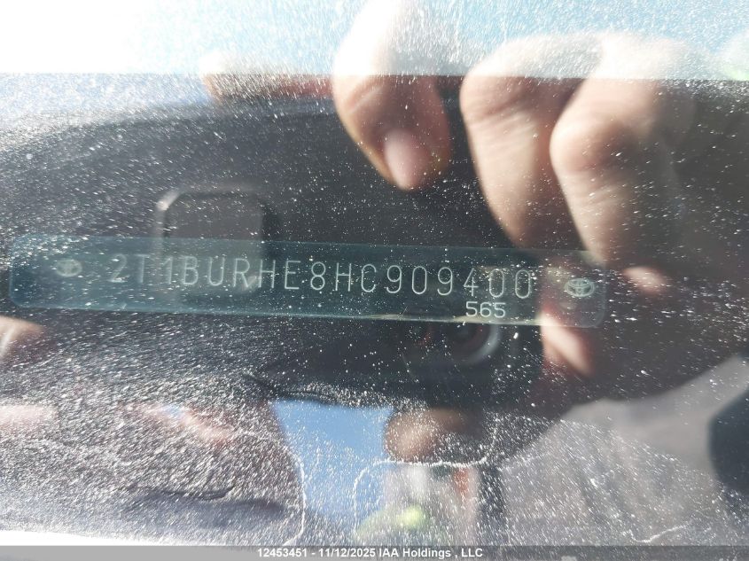 2017 Toyota Corolla Le VIN: 2T1BURHE8HC909400 Lot: 12453451