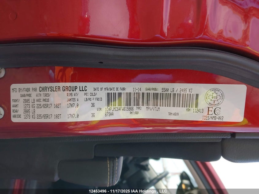 1C4PJMCS4FW615866 2015 JEEP CHEROKEE photo no. 9