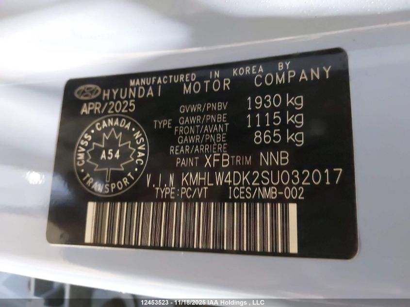 2025 Hyundai Elantra N VIN: KMHLW4DK2SU032017 Lot: 12453523