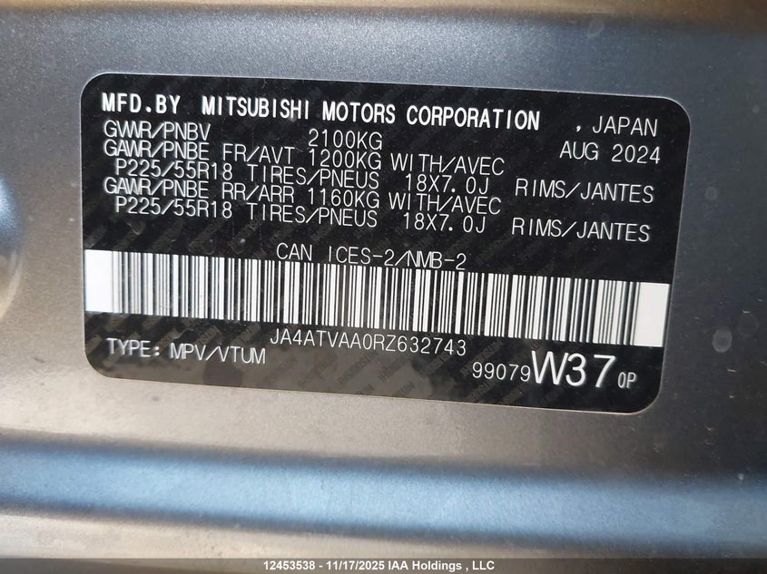 JA4ATVAA0RZ632743 2024 MITSUBISHI ECLIPSE CROSS photo no. 9