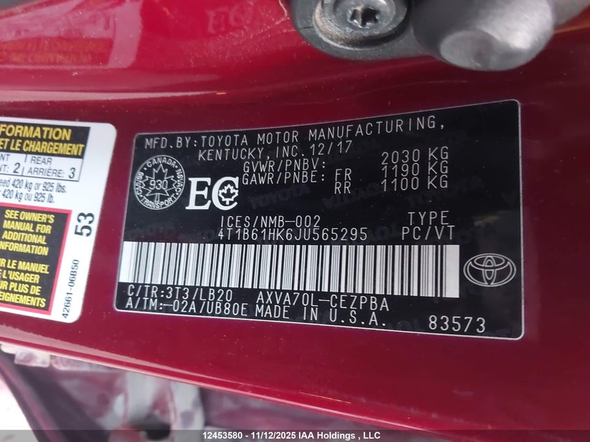 4T1B61HK6JU565295 2018 TOYOTA CAMRY photo no. 18