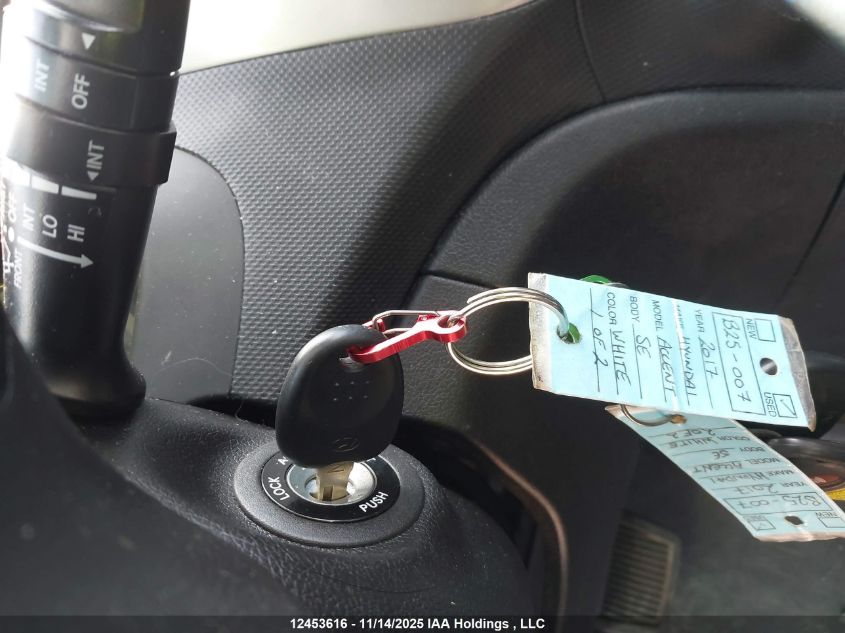 2017 Hyundai Accent Se VIN: KMHCT5AE8HU309193 Lot: 12453616