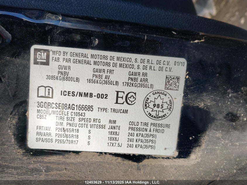3GCRCSE08AG166685 2010 CHEVROLET SILVERADO photo no. 9