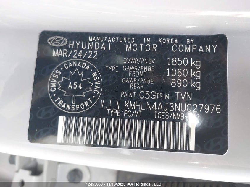 KMHLN4AJ3NU027976 2022 HYUNDAI ELANTRA photo no. 9